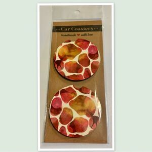 Animal Print Car Cup Pair, Giraffe Print Car Cup Coaster Set